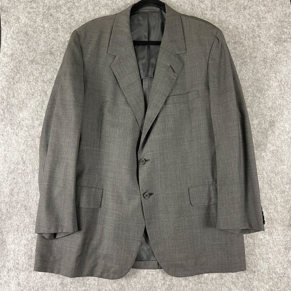 Vintage Oxxford Wool Blazer Sport Coat Mens 44R Gray Plaid Patrician Bespoke 80s